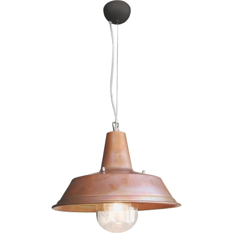 Lámpara colgante terminal con reflector de cobre y esfera de policarbonato transparente. Madei en Italia 100% - Iluminacion