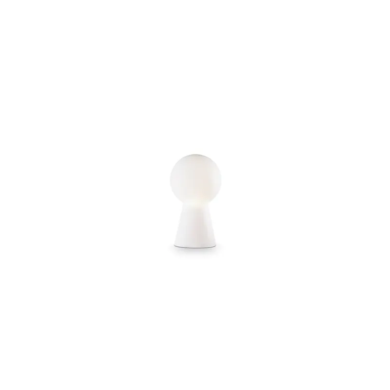 Lámpara de mesa Birillo con base de metal cromado y vidrio soplado blanco al ácido o ahumado - Iluminacion