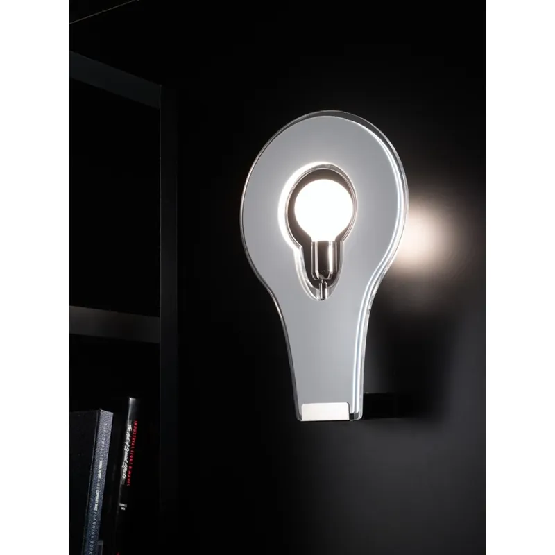 Aplique plano de metal cromado y difusor de PMMA blanco, negro o naranja, tamaño grande o pequeño. - Iluminacion
