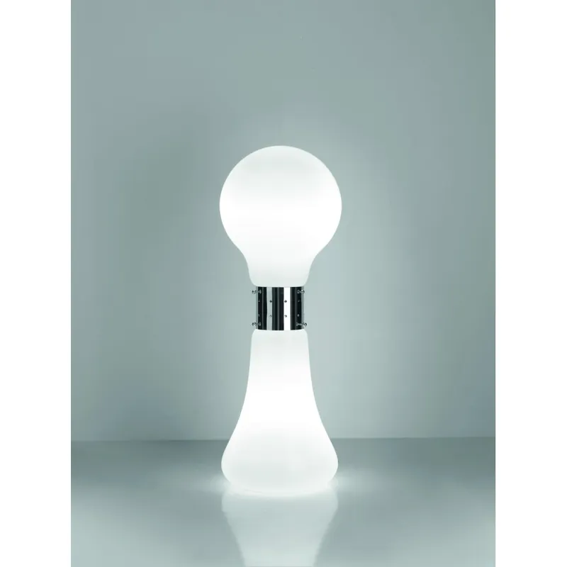 Lámpara de pie Dina en metal cromado y vidrio soplado con dos botones de encendido - Iluminacion
