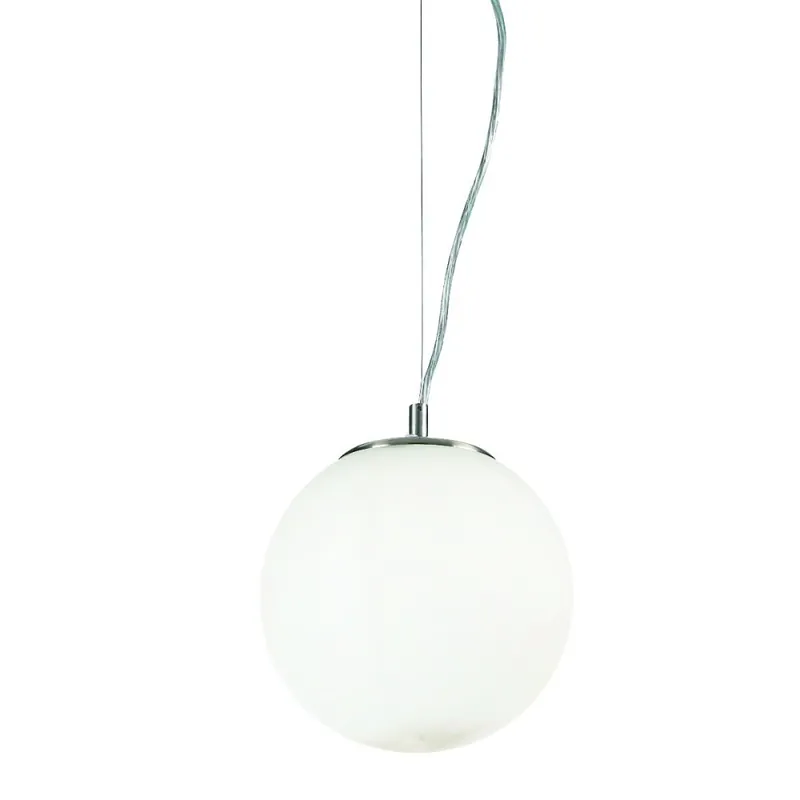 Lámpara colgante Mapa White con estructura de metal cromado y difusor de vidrio soplado disponible en tres medidas - Iluminacion