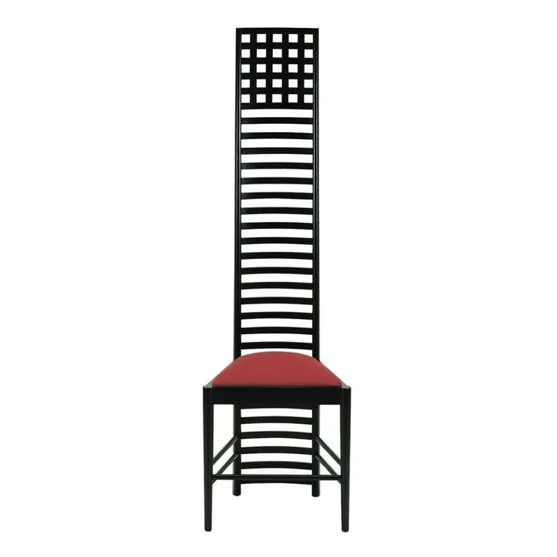 Reproducción de silla Mackintosh Hill House en madera maciza con asiento acolchado tapizado en piel o tela de varios colores - Vintage