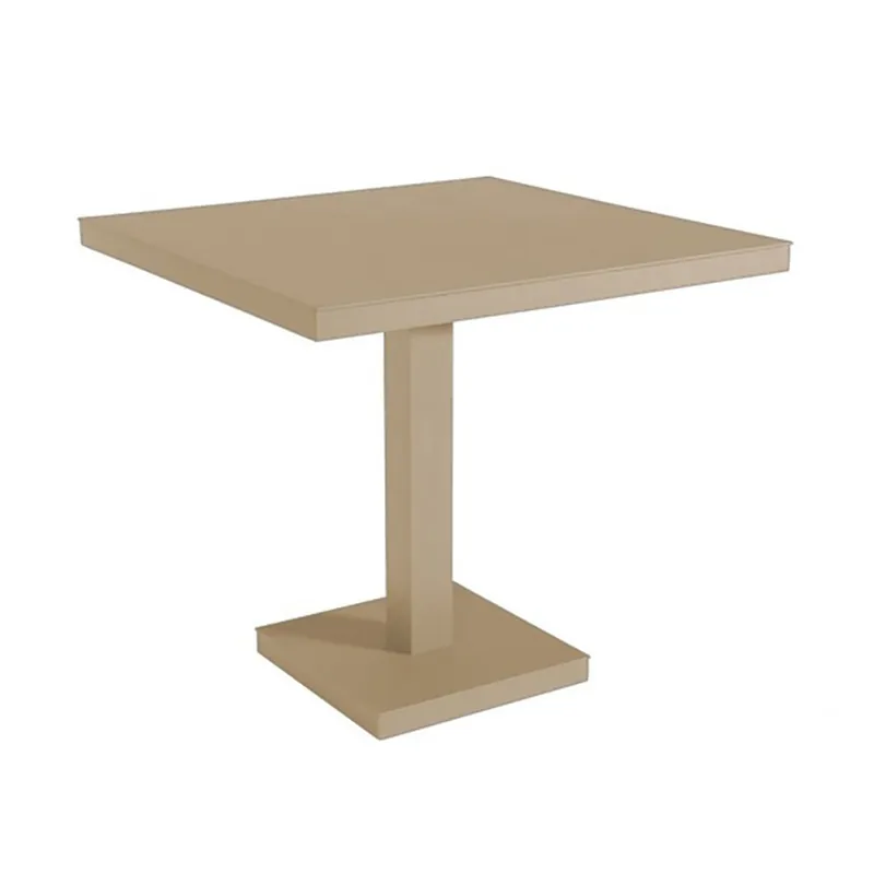 Mesa de exterior Barcino Square con pata central cuadrada y tapa de aluminio disponible en tres colores - Mueble de jardin