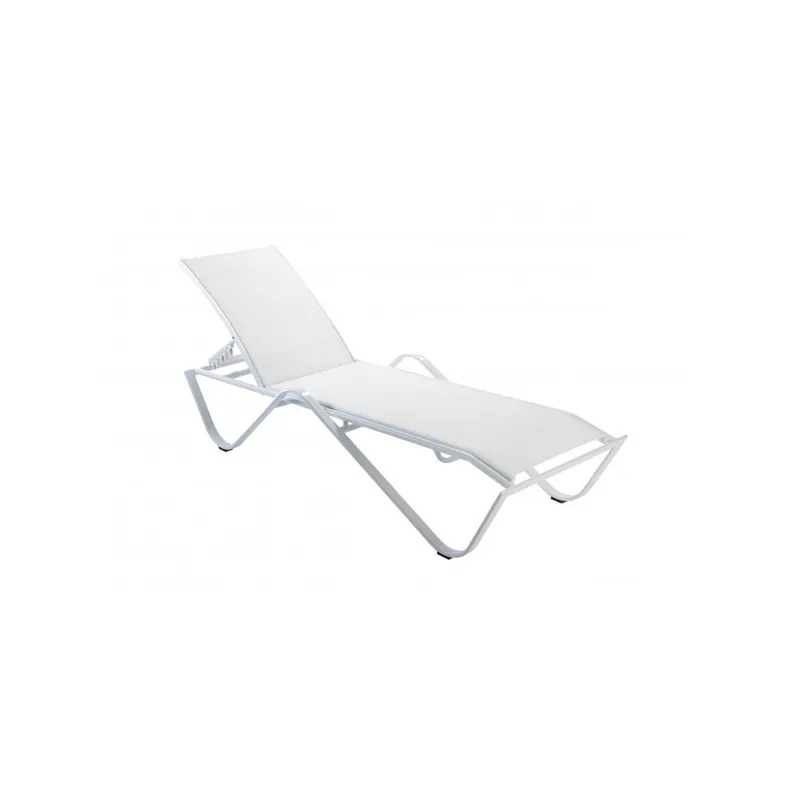 Tumbona de jardín Resol Sand de aluminio pintado en polvo blanco mate y tela blanca con 5 inclinaciones - Mueble de jardin