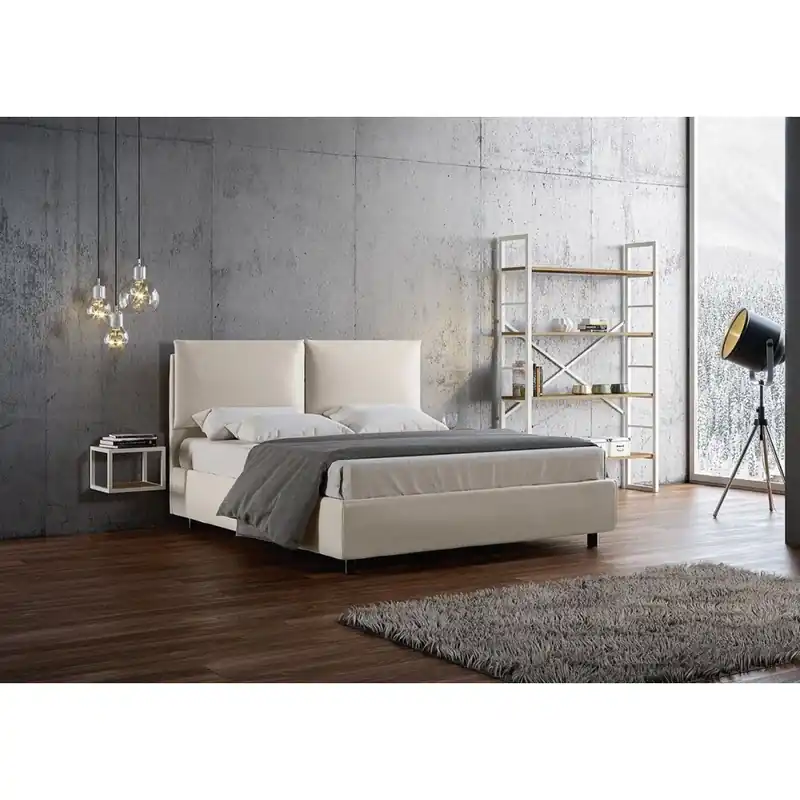 Cama doble Antea con estructura contenedor o sin y red incluida. Tapizado en símil piel completamente desenfundable - zona de dormir