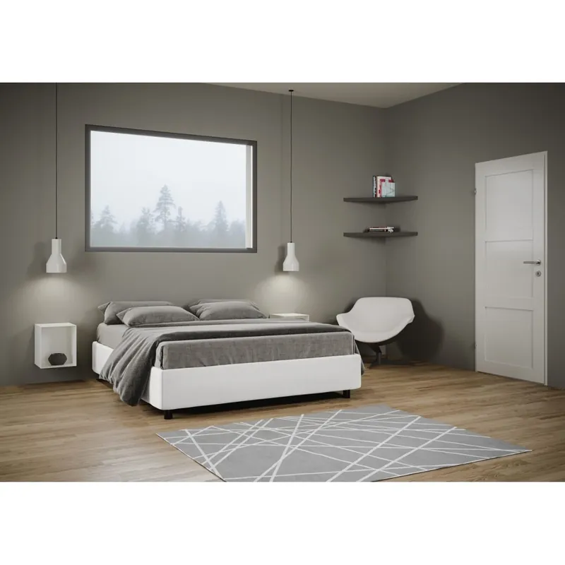 Cama matrimonial sommier Azelia revestida en simil piel desenfundable con contenedor o sin en dos colores - zona de dormir