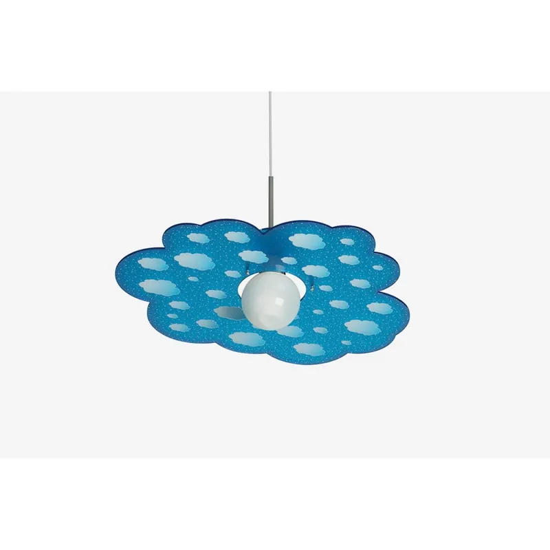 Lámpara de suspensión Cloud en acrílico azul o fucsia con detalles cromados de la estructura - zona de dormir