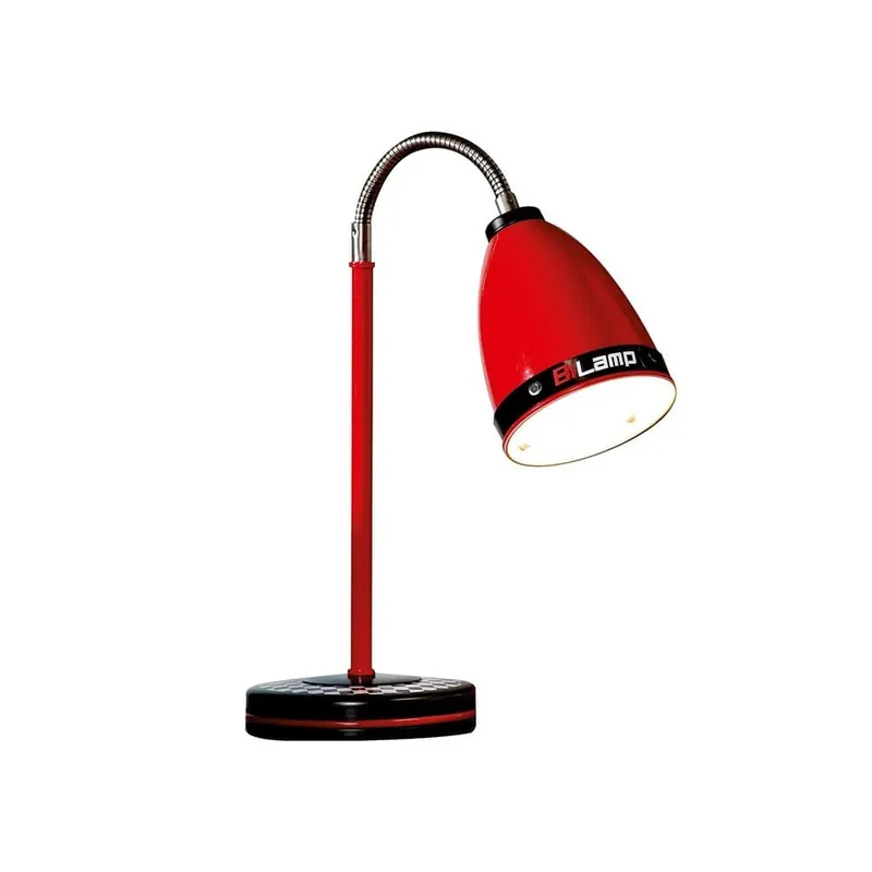 Lámpara de mesa flexible Cilek Racer, roja, con decoraciones que recuerdan el mundo del motor. - zona de dormir