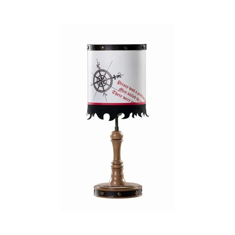 Lámpara de mesa pirata Cilek , marco de madera y pantalla de plástico - zona de dormir