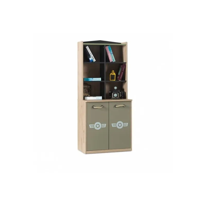 Biblioteca de la Colección Home, con dos compartimentos internos y más estantes - zona de dormir
