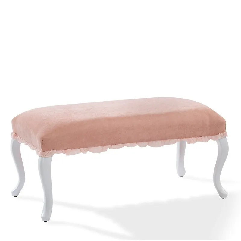 Taburete Cilek Dream Bench con patas de madera y cojín tapizado en tela rosa - zona de dormir