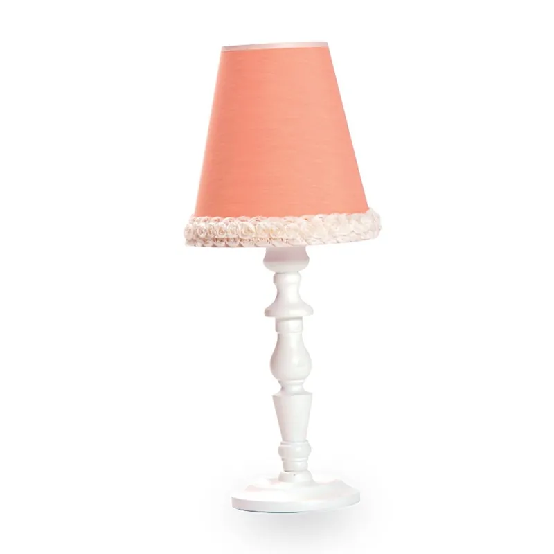 Lámpara de mesa Cilek Dream, base blanca y pantalla de tela rosa - zona de dormir