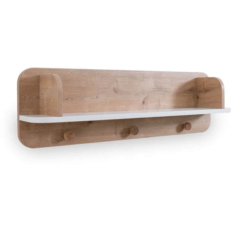 Estantería Cilek Babynatura con perchero en blanco y madera natural - zona de dormir