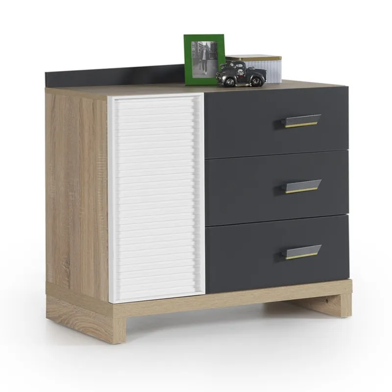 Cajonera City fabricada en madera melaminada y puerta de PVC combinable con toda la serie del mismo nombre - zona de dormir