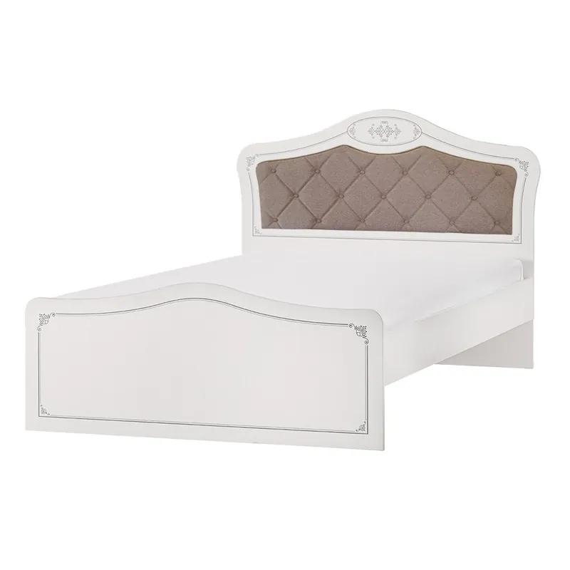 Cama Perla individual o queen con cabecero capitoné acolchado de madera de melamina - zona de dormir