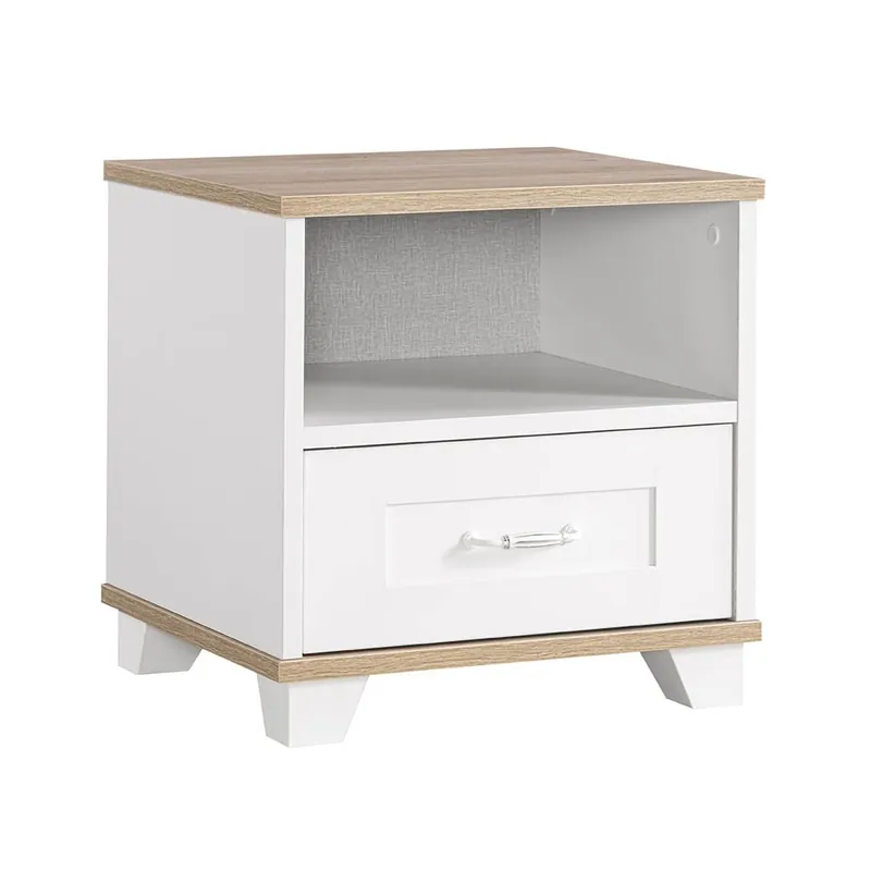 Mesita de noche Frezya en madera de melamina combinable con toda la colección Frezya con cajones amortizados - zona de dormir