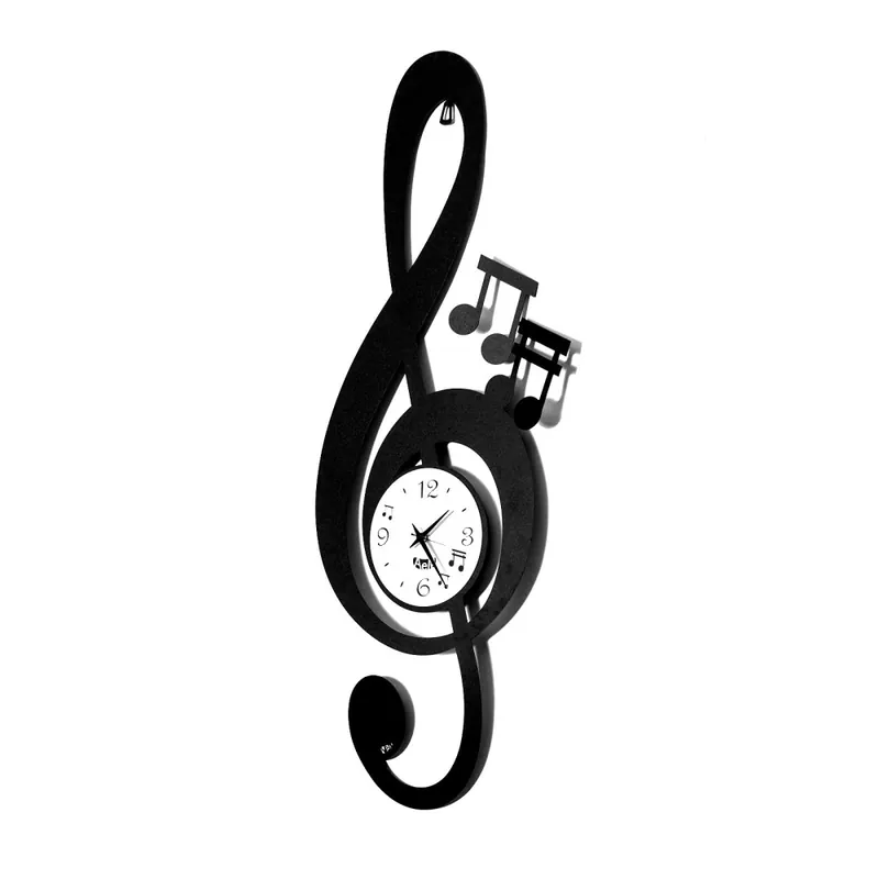 Reloj de Pared Clave Musical de Arti e Mestieri fabricado en metal disponible en versión blanca o negra - Objetos y accesorios