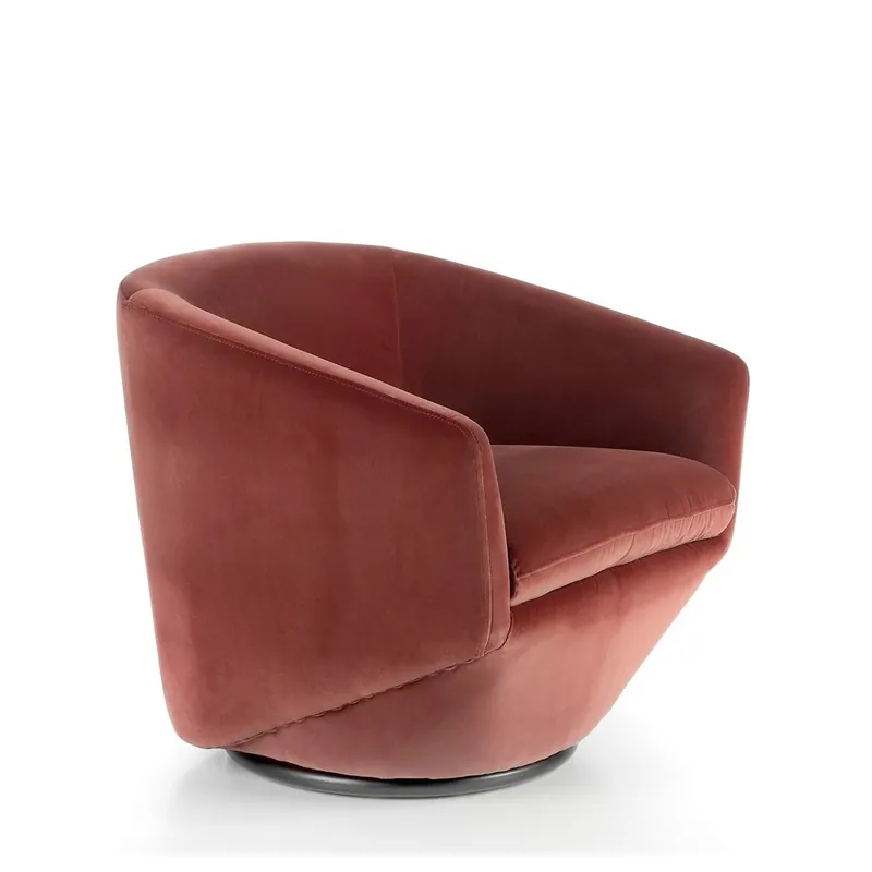 Angel Cerdà 5041 Sillón giratorio Living fabricado con estructura de acero y carcasa de madera y tapizado en tejido aterciopelad - Sala de estar