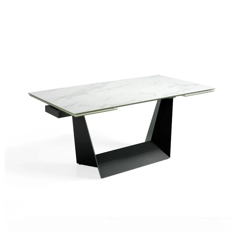1014 Mesa extensible Tekno fabricada con estructura de acero y tapa porcelánica - Sala de estar