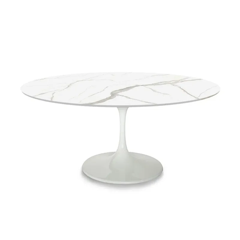 Mesa de exterior Tulip ovalada con base ovalada y tablero de cerámica ultraresistente en múltiples medidas y acabados - Mueble de jardin