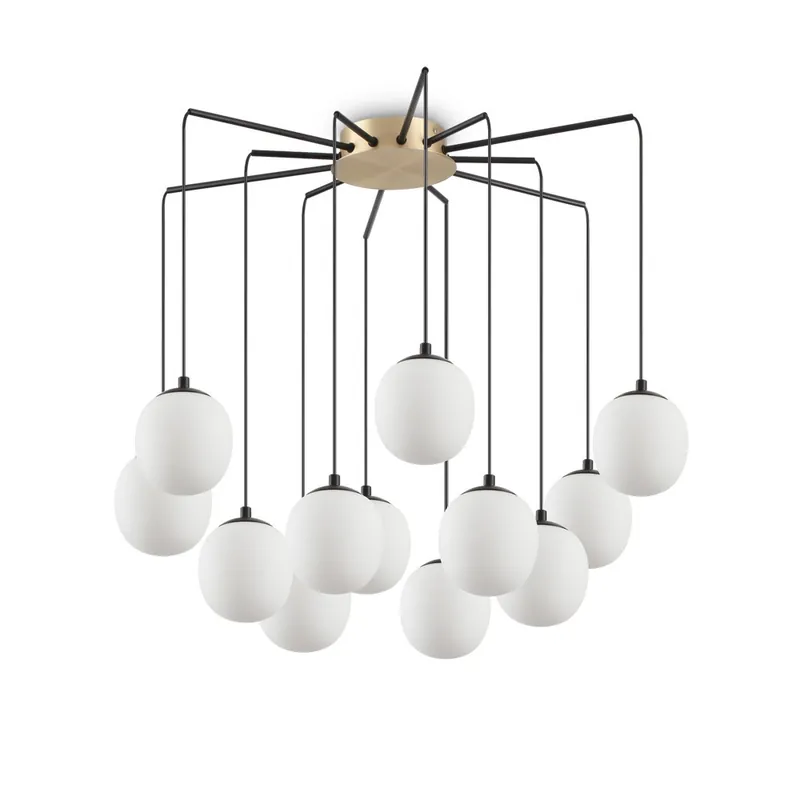 Lámpara de techo Rhapsody de Ideal Lux realizada con estructura de metal y difusores de vidrio soplado - Iluminacion