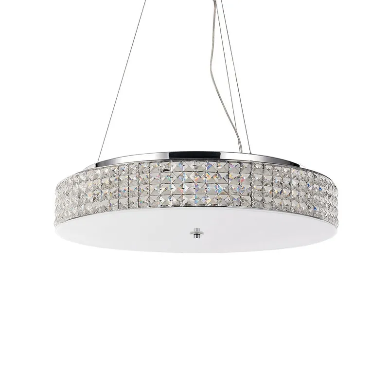 Lámpara colgante Roma de Ideal Lux fabricada en metal cromado y difusor de cristal - Iluminacion