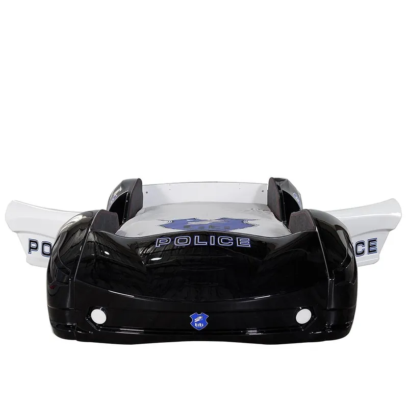 Cama de coche de policía forrada en piel con luces, sonidos y altavoz Bluetooth - zona de dormir
