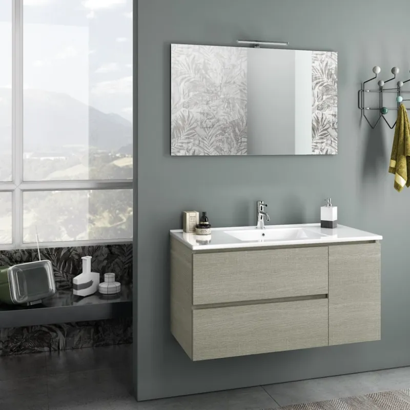 Composición de baño Lolly sobre madera melaminada completa de 4 piezas - Objetos y accesorios