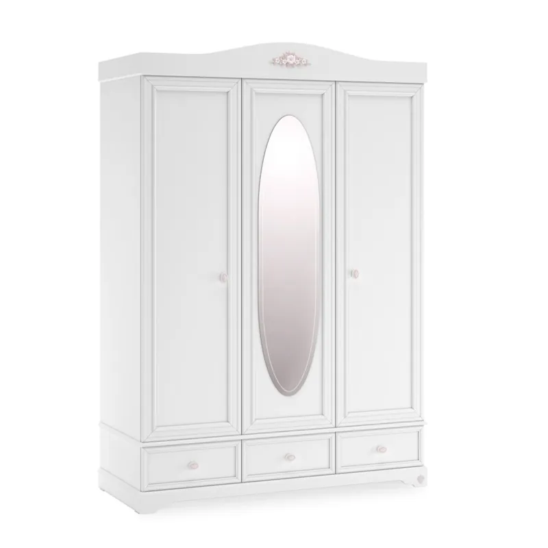 Armario Cilek Rustic White de tres puertas con un diseño principesco adecuado para habitaciones infantiles - zona de dormir