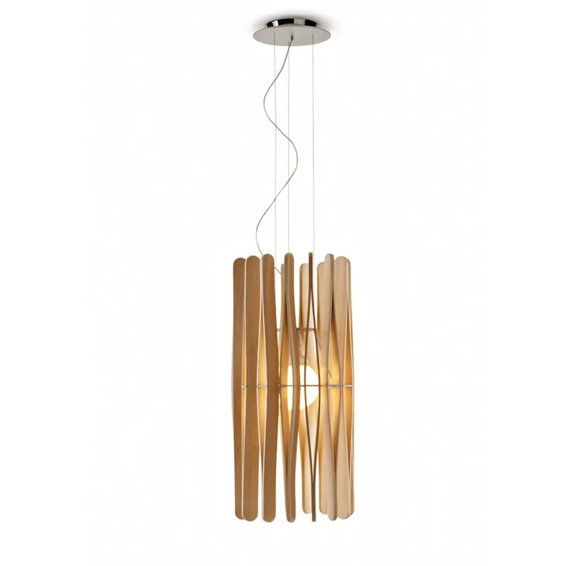 Lámpara colgante Stick de Fabbian con pantalla de madera de Ayous - Iluminacion