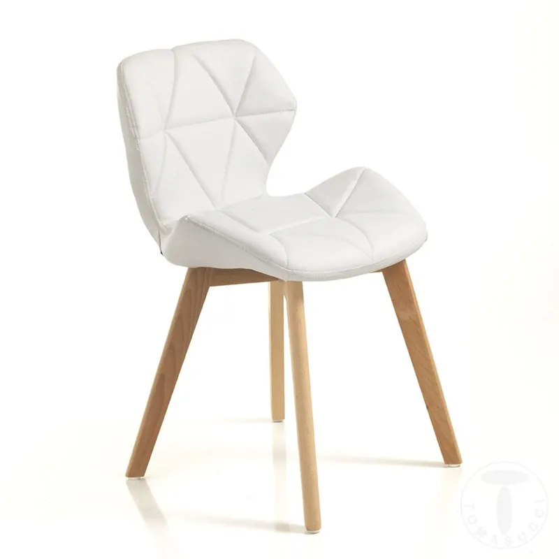 Tomasucci NEW KEMI - Silla con patas de madera maciza y asiento tapizado en polipiel