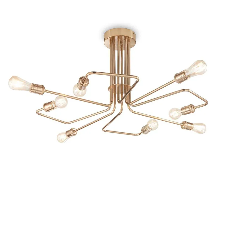 Lámpara de techo Triumph pl 8 con estructura de metal negro mate o latón envejecido - Iluminacion