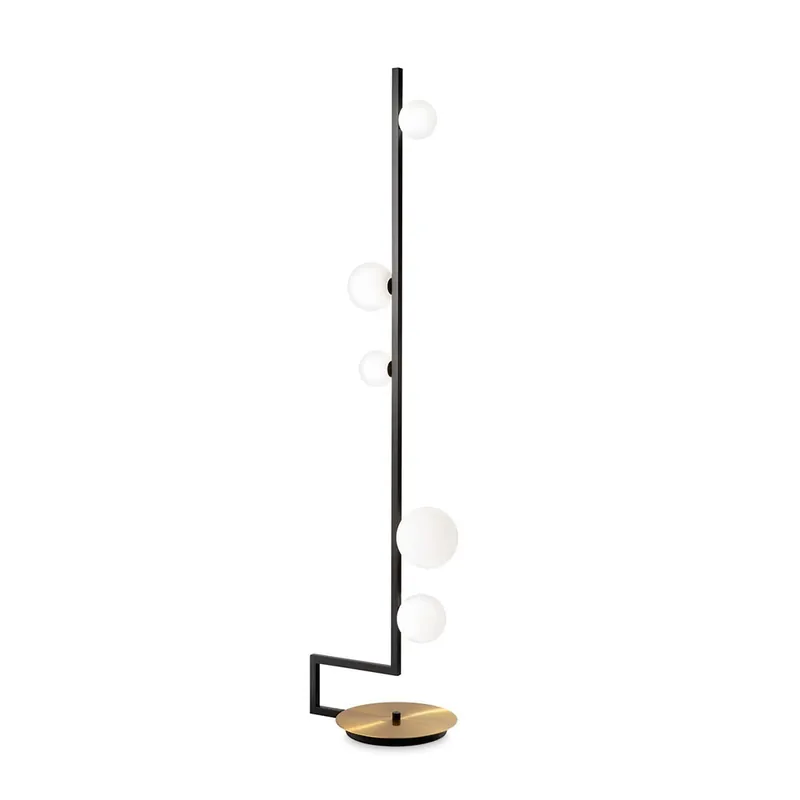 Lámpara de pie Birds de Ideal-Lux estructura en metal pintado, base en latón satinado