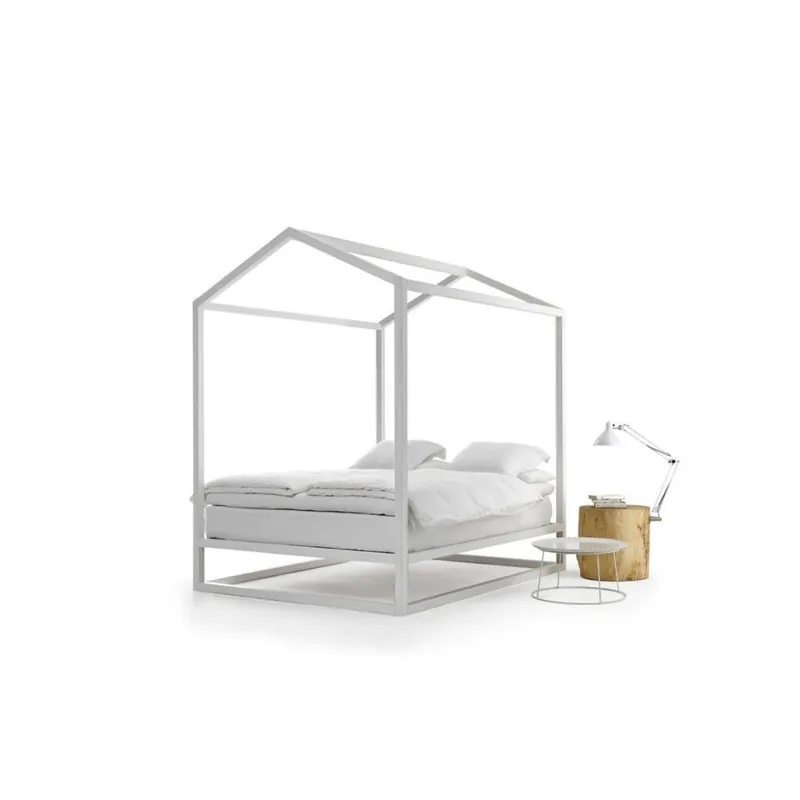 Cama con dosel Mogg Casetta in Canada de madera maciza lacada - zona de dormir