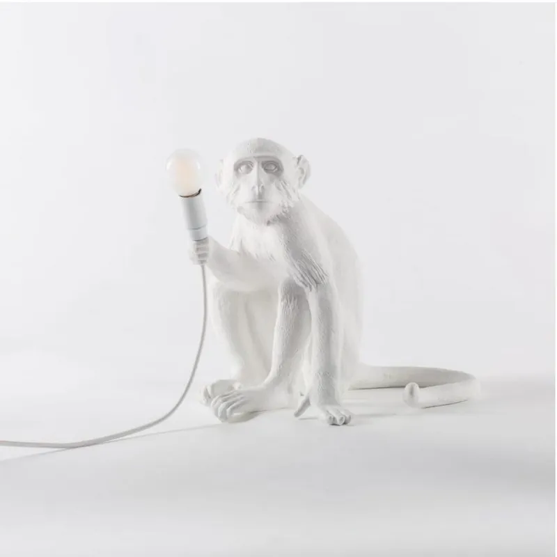 Seletti Monkey Lamp lámpara de sobremesa de resina disponible en blanco o negro - Iluminacion