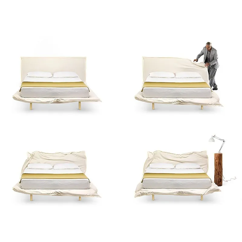Cama doble moldeable Mogg Big Hug disponible en la versión de tela blanca - zona de dormir