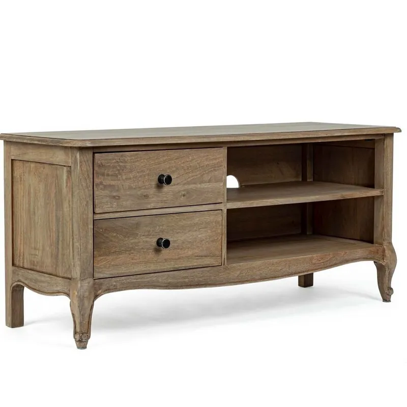 Mueble TV Domitille by Bizzotto estructura en madera de Mango con dos cajones - Vintage