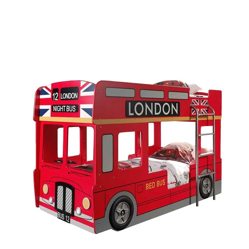 Litera London Bus en madera MDF lacada en rojo - zona de dormir