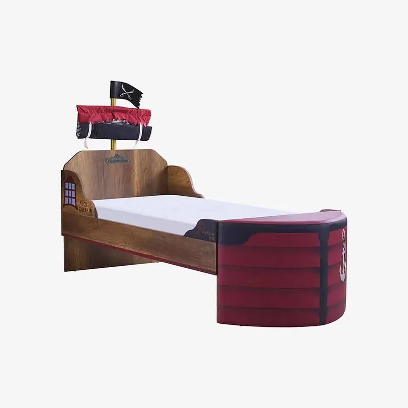 Cama con forma de barco pirata con estructura de madera y opción de añadir cajón para cama de invitados. - zona de dormir