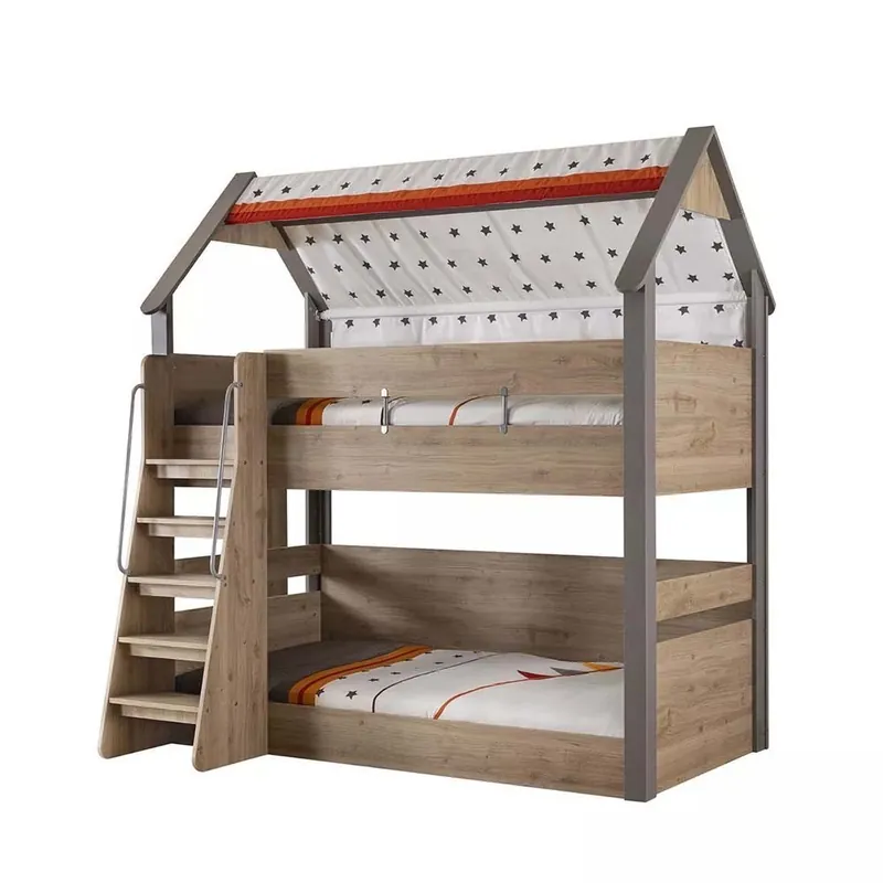 Litera de madera con forma de casa | Montessori - zona de dormir