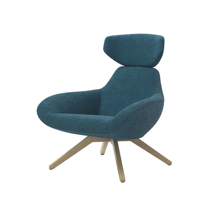 Alma design X 2Sillón grande acolchado con reposacabezas base de fresno - Sala de estar