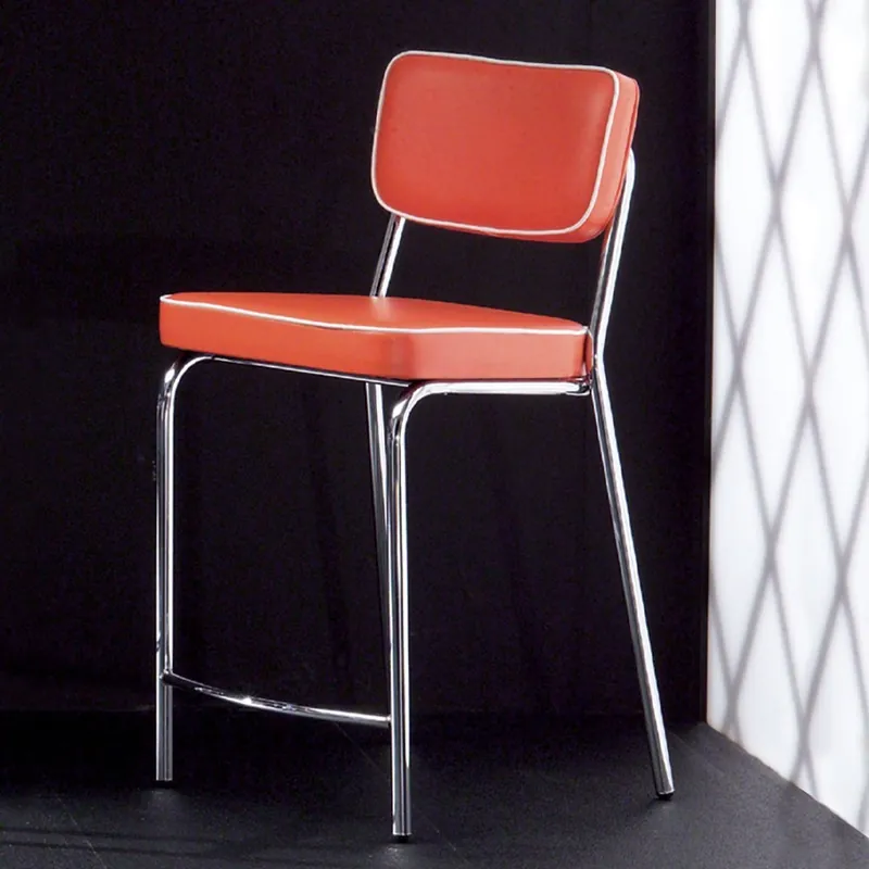 Taburete Hollywood cromado con asiento de piel sintética – La Seggiola - Sala de estar
