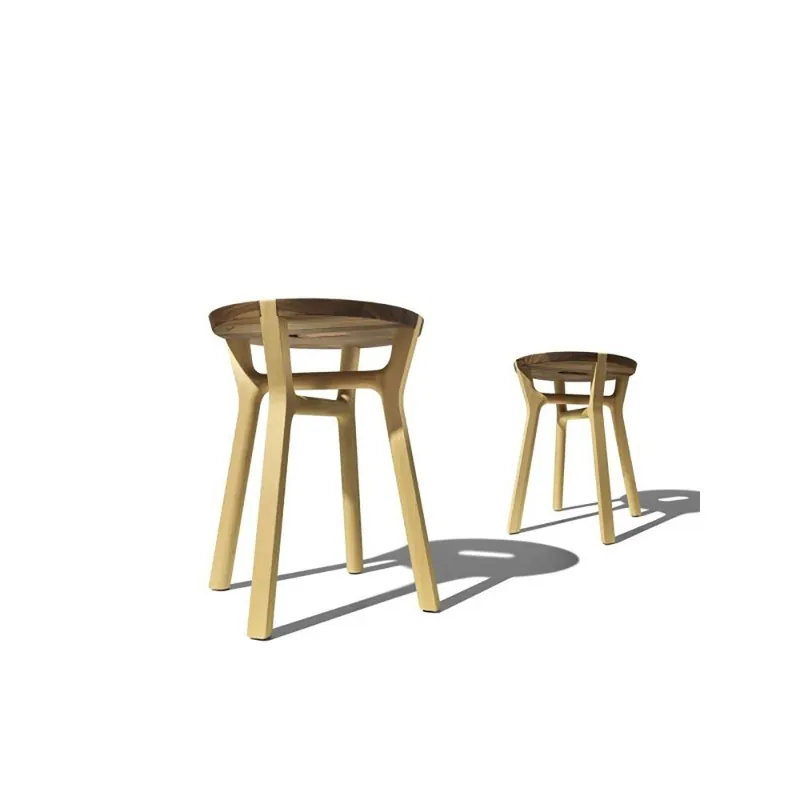 Taburete bajo de madera ensamblado Internoitaliano Affi disponible en dos acabados - Sala de estar