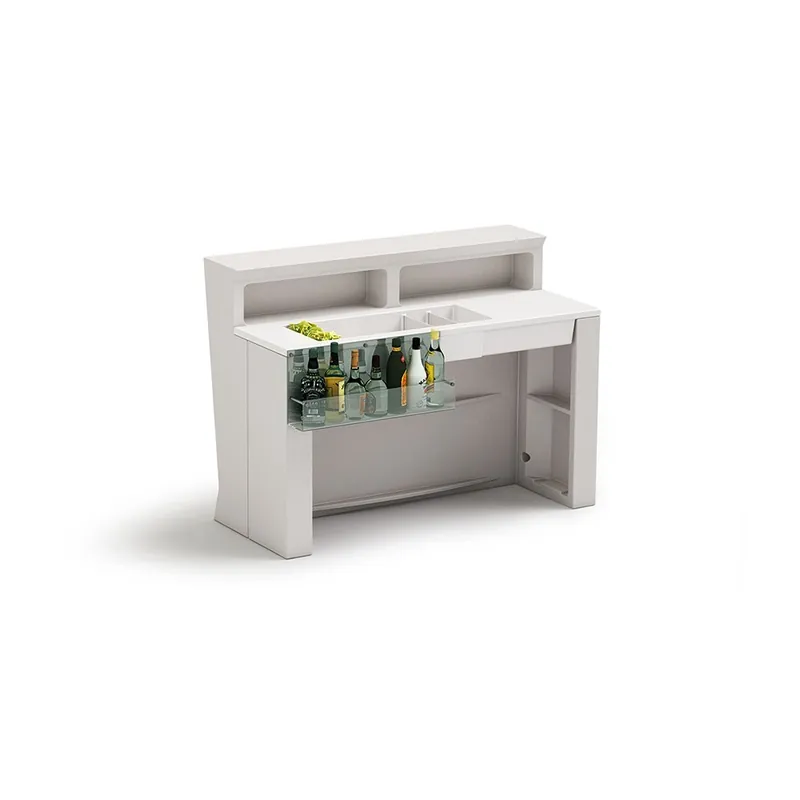 Mostrador de bar Lyxo Marvy con estación de cócteles y bolsillo portabotellas de plexiglás - Mueble de jardin