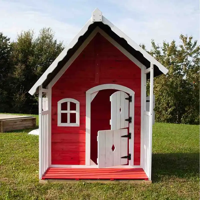 Casita infantil de madera Anny di Losa fabricada en abeto impregnado de color rojo - Mueble de jardin