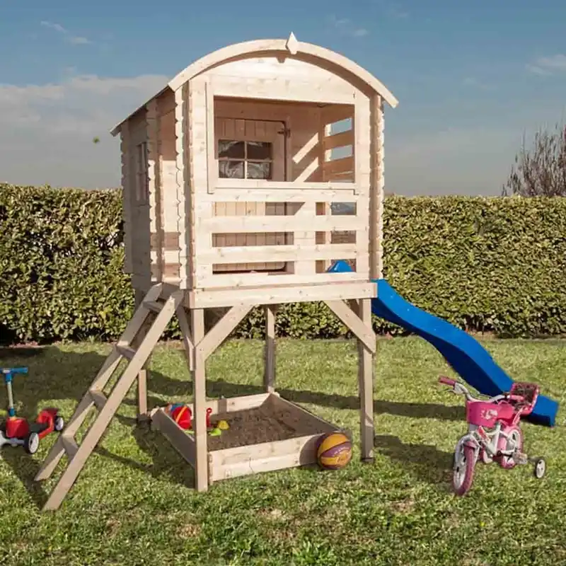Casa de juegos infantil Joy de madera de pino sin tratar - Mueble de jardin