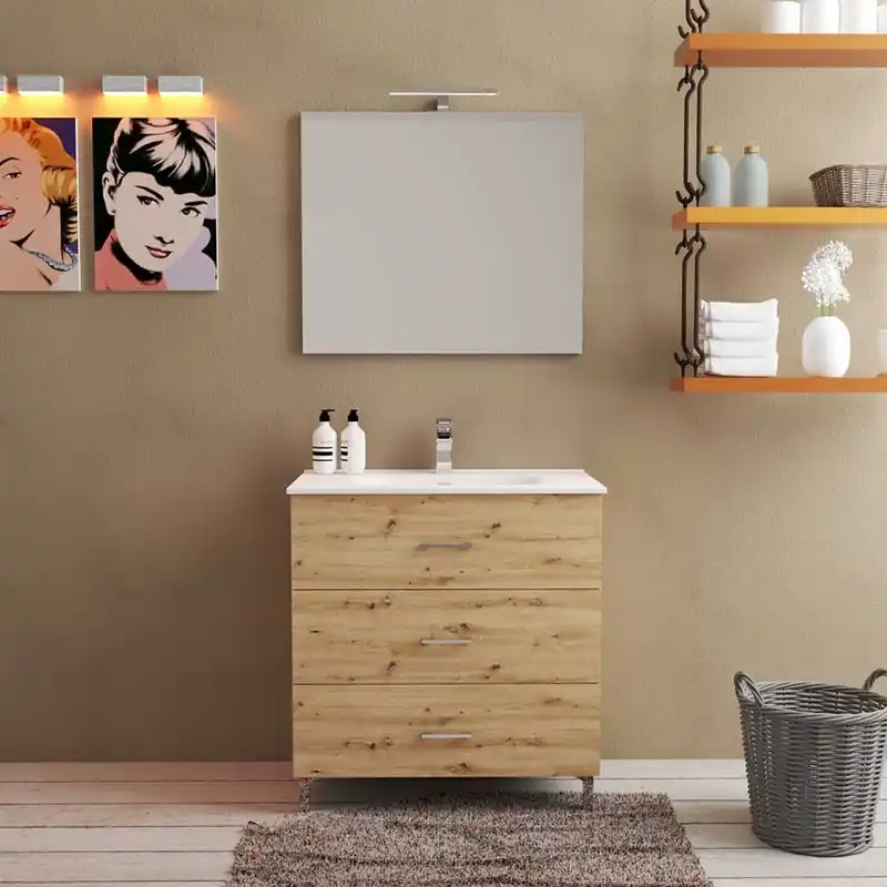 Composición de baño Mars 80 con tres cajones disponible en dos acabados - zona de dormir