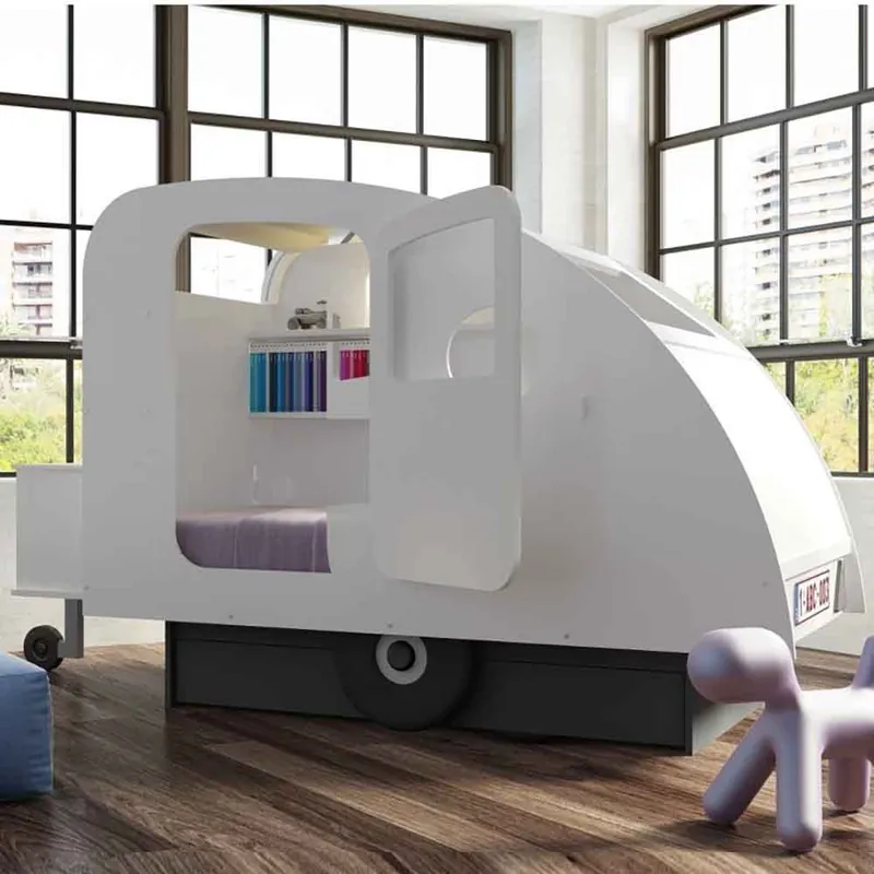 Cama infantil Caravan de Mathy by Bols con cajón y cómoda para juguetes - zona de dormir