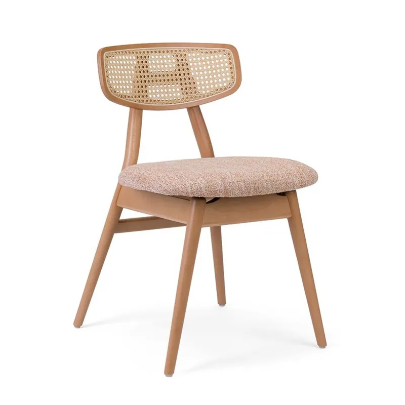 Fenabel Malin conjunto de 2 sillas de mimbre en madera de haya con asiento acolchado - Sala de estar