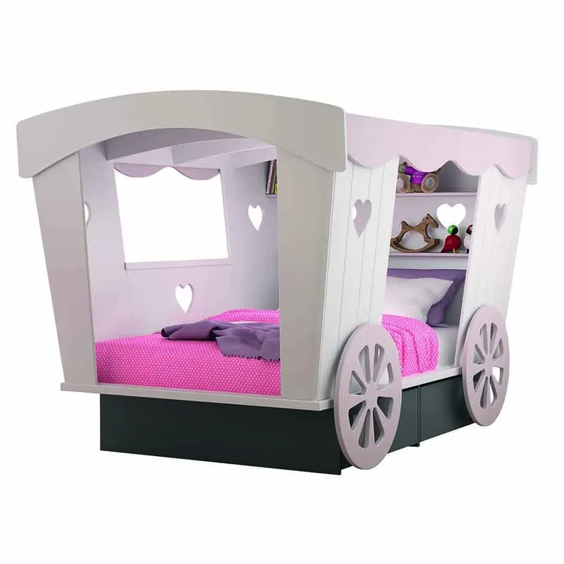 Cama infantil tamaño queen con forma de carruaje de Mathy by Bols - zona de dormir